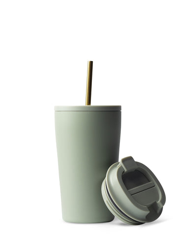 THERMOBECHER MIT STROHHALM in Desert Sage