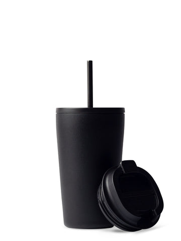 THERMOBECHER MIT STROHHALM in Rich Black
